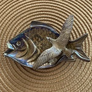 Very Rare Brass Fish and Bird Change Plate Made in England